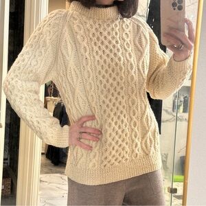 Tower Handknits Cork Vintage Irish Aran Cable Knit Wool Sweater Made Ireland